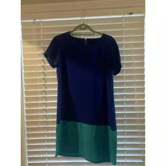 Cynthia Rowley Blue Teal Block Size 4 Women Career Short Sleeve Shift Dress - Picture 1 of 5